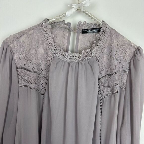 Andree by Unit boho bohemian lavender purple dress size 1X lace - Picture 6 of 13